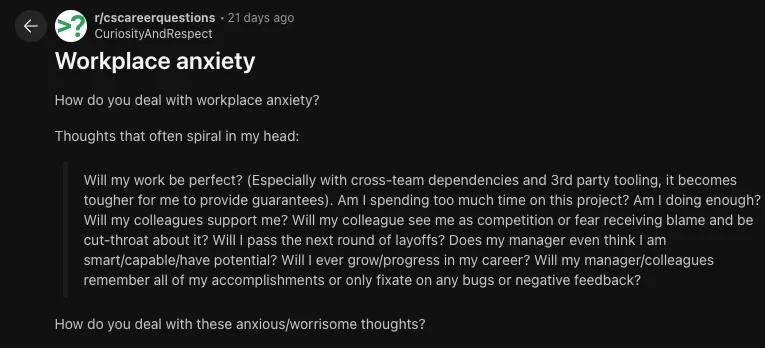 Reddit anxiety