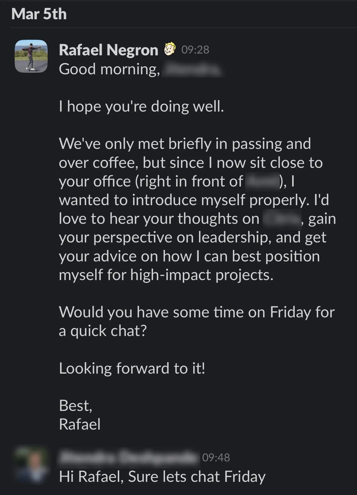 Slack message
